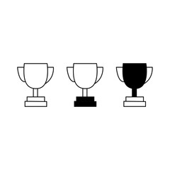 Three trophy icons are displayed, each representing victory and success. The trophies are isolated on a white background, making them clean and versatile for use. 
