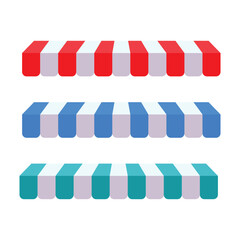 Striped awning tent for shop in different colors