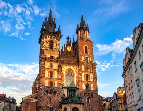 Majestic Architectural Marvel with Spired Towers Under a Sunny Sky in Europe