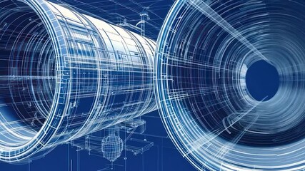 Technical blueprint of large cylindrical structures
