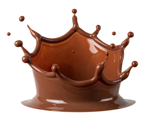 Liquid brown splash forming a crown-like shape with droplets