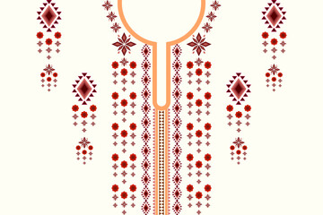 Ethnic Neck embroidery traditional pattern. Geometric native traditional oriental style. Designs for Neck embroidery, Neck wear, Neckline, Fabric, Cloth, Men and women fashion, Collar shirt, decor