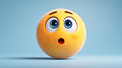 Wow emoji with open mouth and dramatic shocked face isolated on white background