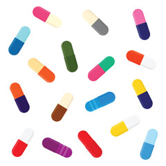 Seamless pattern, background with capsules and pills