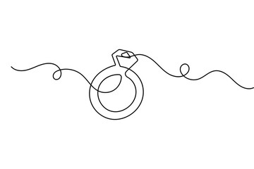 Obraz premium Wedding ring continuous one line drawing minimalist style simple outline vector illustration isolated 