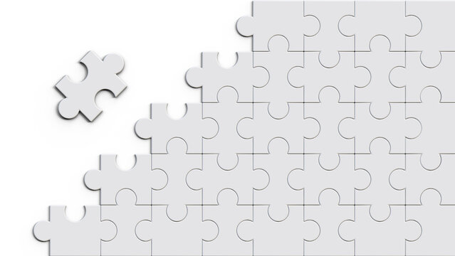Jigsaw puzzle with missing pieces on a isolated background. Solution and teamwork concept. Set of puzzle pieces. A puzzle with a missing pieces.
