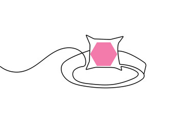 Wedding ring continuous one line drawing minimalist style simple outline vector illustration isolated
