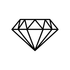 Diamond outline silhouette icon vector illustration on white background