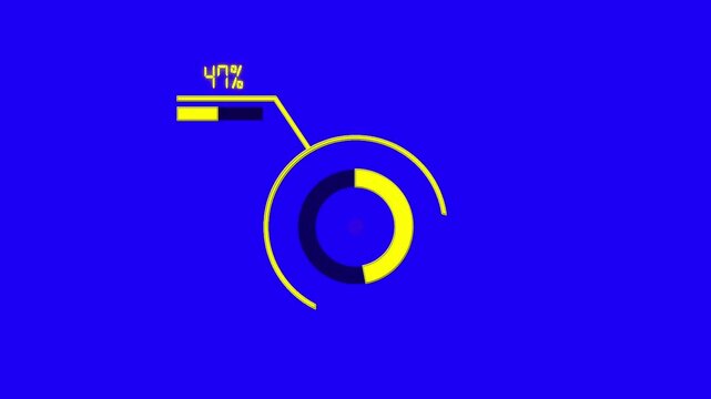47% circular infographic animation design, percentage pie chart with dynamic visualization, business data dashboard for reports, analytics, and statistics in modern 4K animated presentation style.
