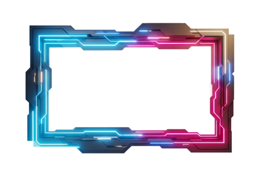 Futuristic Neon Digital Frame with Abstract Cyberpunk Glowing Lines