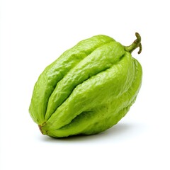 Naklejka premium A vibrant green chayote squash isolated, showcasing its unique shape and texture