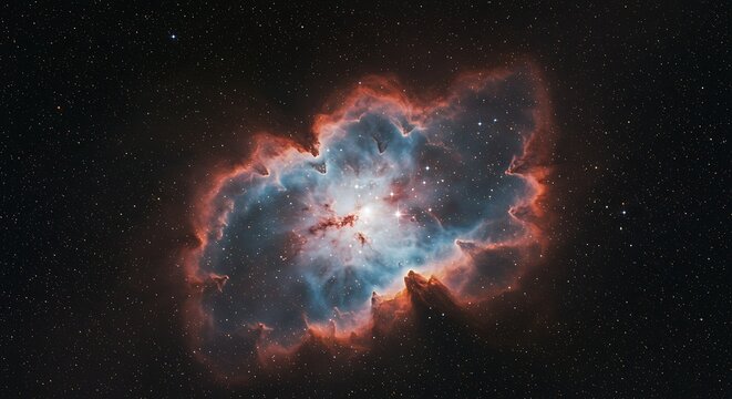 Vibrant nebula in deep space with stellar clouds and starry background