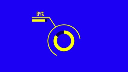 84% circular infographic animation design, percentage pie chart with dynamic visualization, business data dashboard for reports, analytics, and statistics in modern 4K animated presentation style.