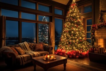 Christmas tree architecture building night.