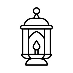 Illustration of a traditional lantern with a candle inside, perfect for ramadan