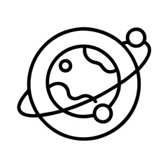 Illustration of a planet with rings and moons, representing space and astronomy