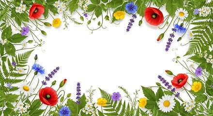 Fototapeta premium Colorful Floral Border Design.