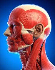 Profile view of head and neck musculature