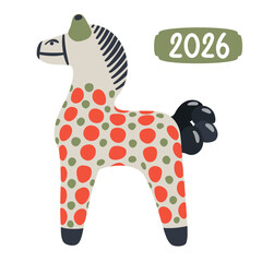 Sculpture of Dymkovsky toy Horse. Inscription 2026