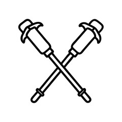 Vector art of crossed lacrosse sticks sport equipment concept icon in line style