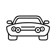 Obraz premium Vector art of front view of a car a simple icon of a vehicle with headlights