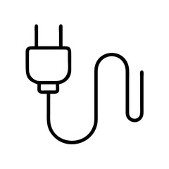 Illustration of a black outline electric plug with cord for design element