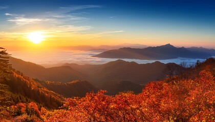Mountain And Sky On Autumn Sunrise Background