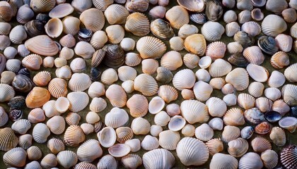 Background Of Small Lake Shells Close Up
