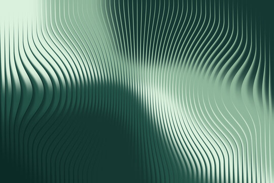Abstract green and white rippling waves pattern creates futuristic organic texture background