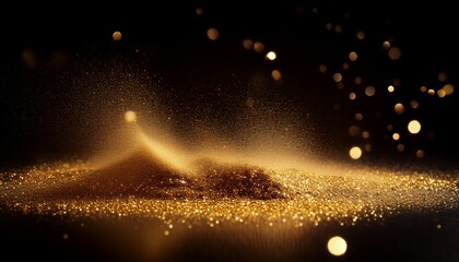 Golden Dust And Sand On The Black Background Scattered Gold Dust Sand Effect With Glitters And Sequins Wallpaper And Banner