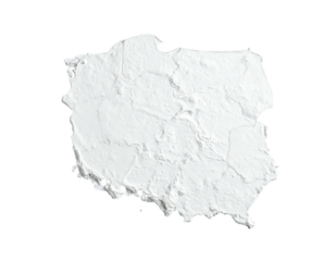 A monochrome, 3D rendered topographic relief map of a European country