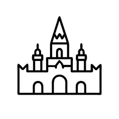 Fototapeta premium Vector art of enchanting castle with a tall tower and multiple turrets, a fairytale fortress