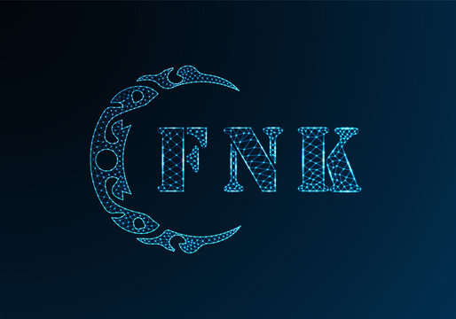 Low poly letter logo FNK design. FNK letter logo low poly vector design on blue color gradient background. FNK logo low poly design