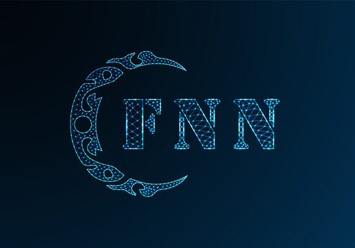 Low poly letter logo FNN design. FNN letter logo low poly vector design on blue color gradient background. FNN logo low poly design