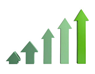 Green arrows grow upwards, indicating progression, on a black background