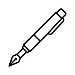 Vector art of outline icon of a fountain pen, representing writing, signing, and creativity