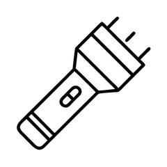 Vector art of a simple line art illustration of a flashlight, , ideal for icons or graphics