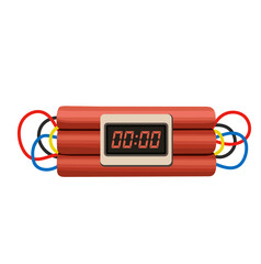 Dynamite Bomb with Digital Timer Clock Illustration Isolated on White Background