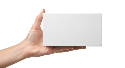 Obraz premium Hand Holding Blank White Box.