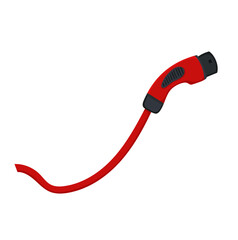 Red Electric Vehicle Charger Illustration Isolated on White Background