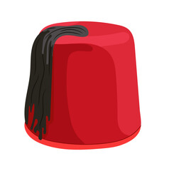 Red Turkish Fez Illustration Isolated on White Background