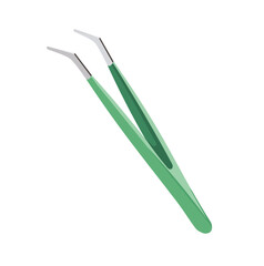 Green Medical Tweezers Illustration Isolated on White Background