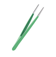 Green Medical Tweezer Illustration Isolated on White Background