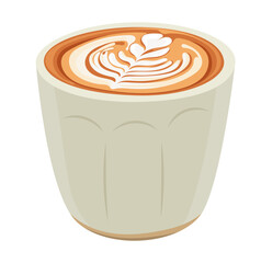 Cappuccino Latte Art Illustration Isolated on White Background