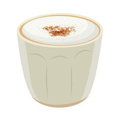 Cappuccino with Cinnamon Powder Illustration Isolated on White Background