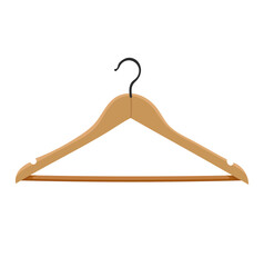 Wooden Clothes Hanger Illustration Isolated on White Background