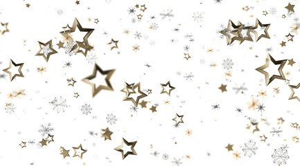 Festive winter background with gold stars and snowflakes. Perfect for Christmas, New Year, and winter holidays.