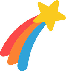 Simple Flat Shooting Star Icon with Colorful Trail Design Element