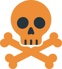 Flat Style Skull And Crossbones Spooky Symbol Illustration for Halloween