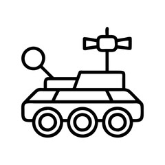 Vector art of line art of a rover with antenna, a vehicle for exploring space